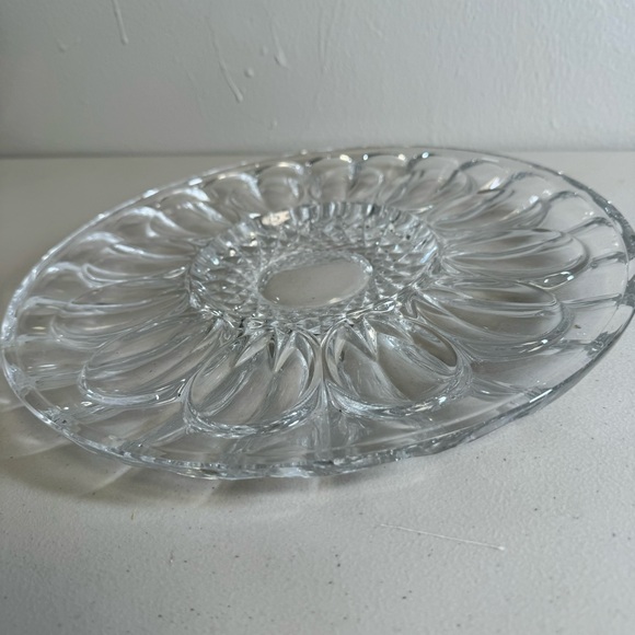 Vintage Crystal egg serving plate elegant dinner serveware dish glass retro - Picture 3 of 6
